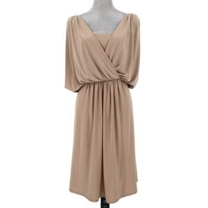 Jones NY Dress Womens 6 Beige Taupe Stretch Knit Sleeveless Wedding Formal Party